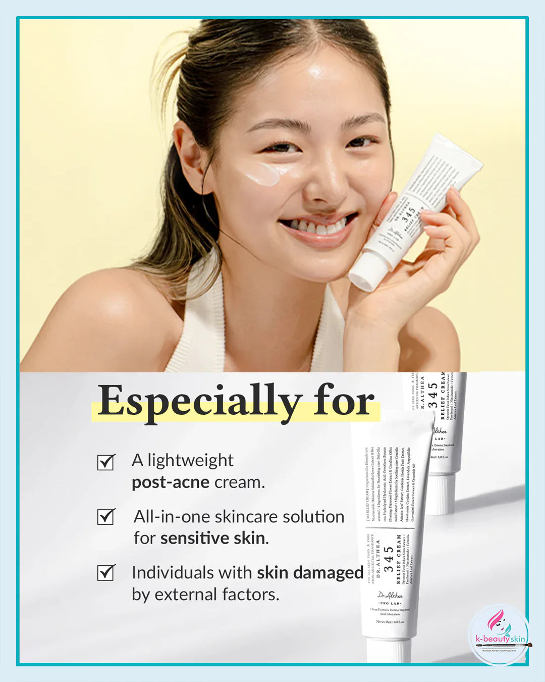 Dr.Althea 345 Relief Cream For Glass Skin: Soothing & Barrier Repair Cream with power of Niacinamide & Panthenol