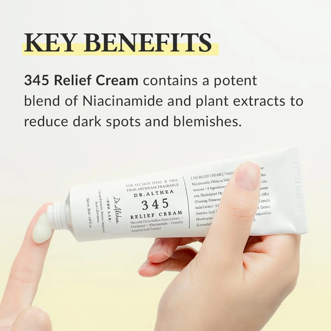 Dr.Althea 345 Relief Cream For Glass Skin: Soothing & Barrier Repair Cream with power of Niacinamide & Panthenol