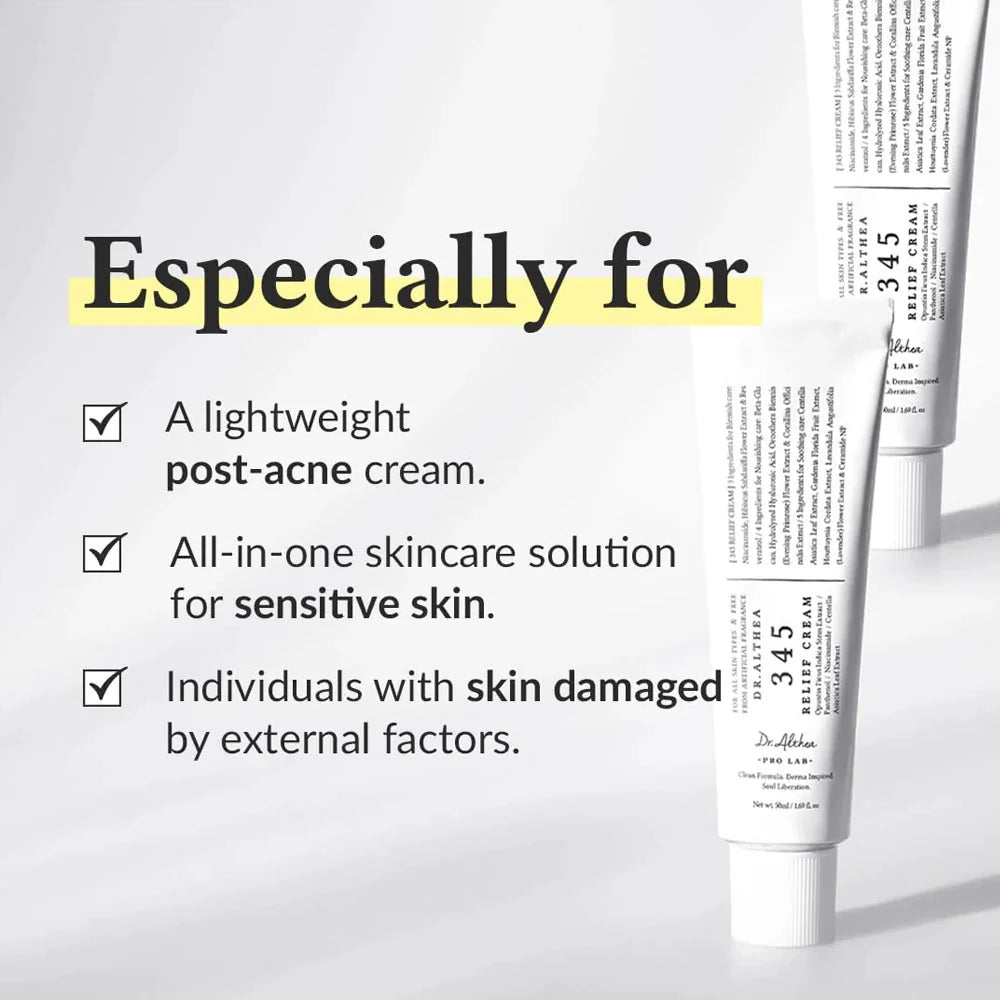 Dr.Althea 345 Relief Cream For Glass Skin: Soothing & Barrier Repair Cream with power of Niacinamide & Panthenol